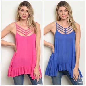 3-Pack Blue Flowy Strappy Tank